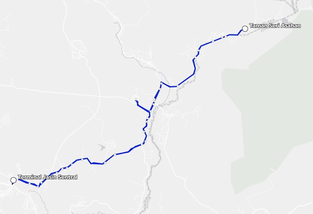 BAS.MY Melaka M33 Overview Route Map
